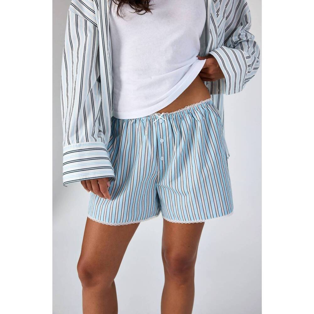 NEW ASHER luna poplin shorts in blue haze